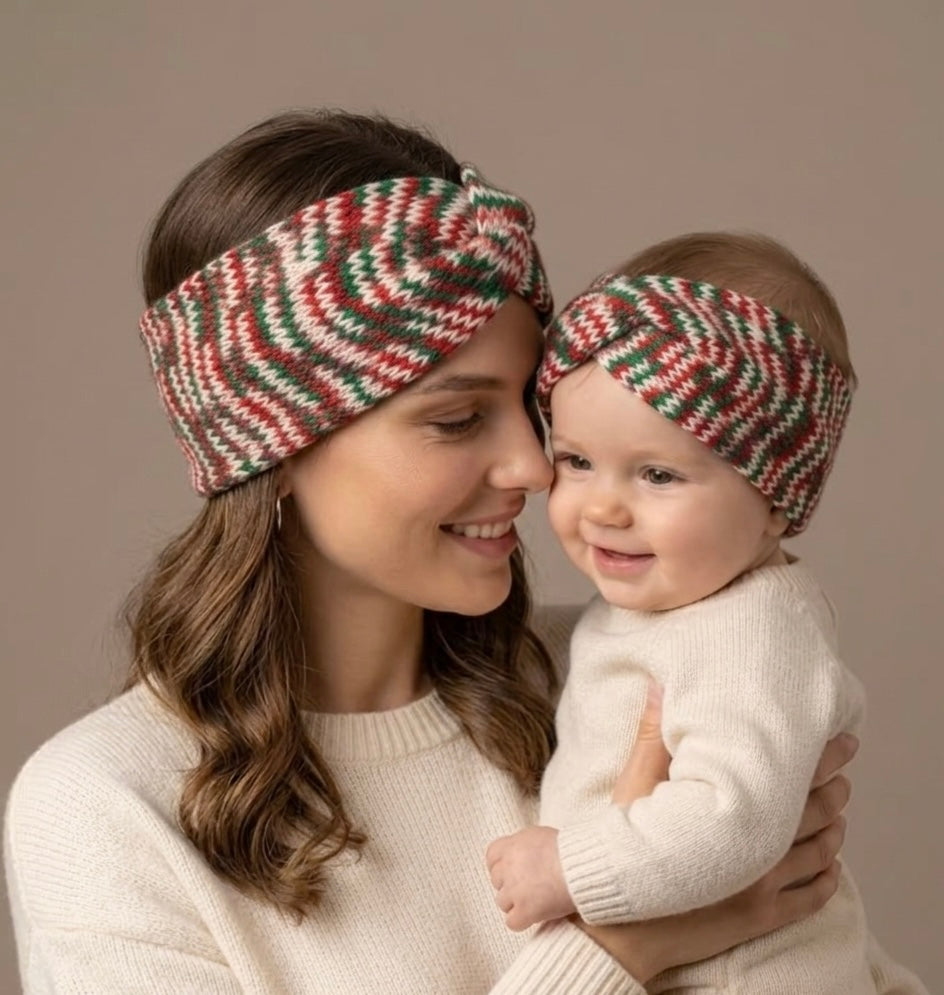 Chunky Knit Twisted Baby Headband - Festive Holiday Winter Ear Warmer