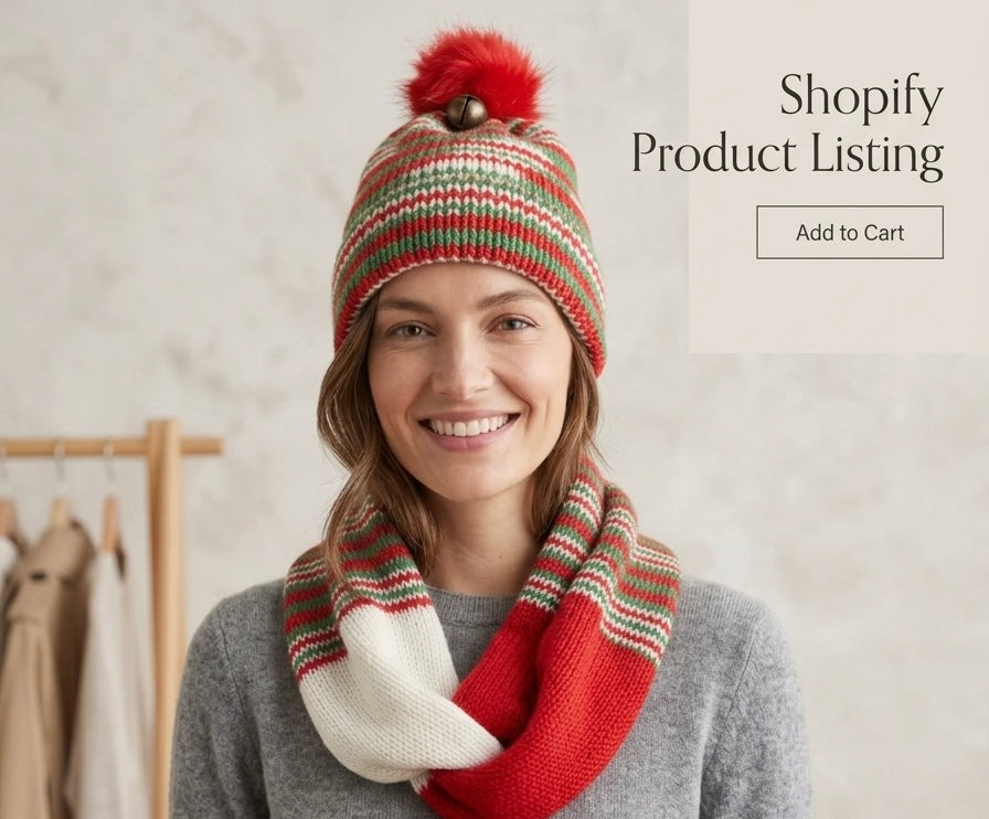 Festive Knit Twisted Infinity Scarf – Red, Green, and Cream Holiday Loop