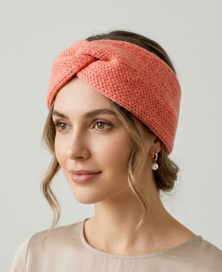 The Peach Twist – Premium Knit Winter Headband