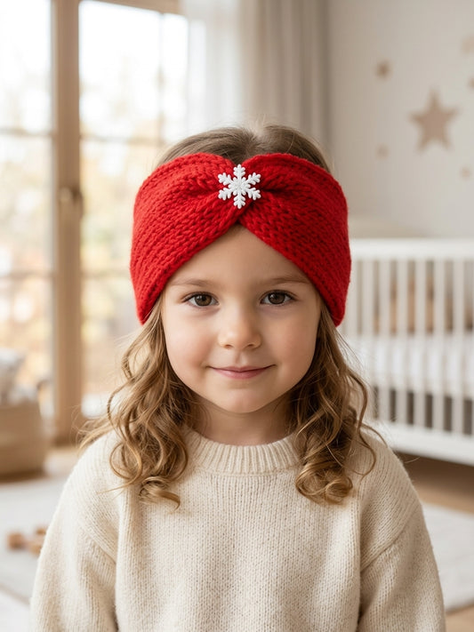 3-5 year old Cozy Winter Charm: Red Twisted Snowflake Headband