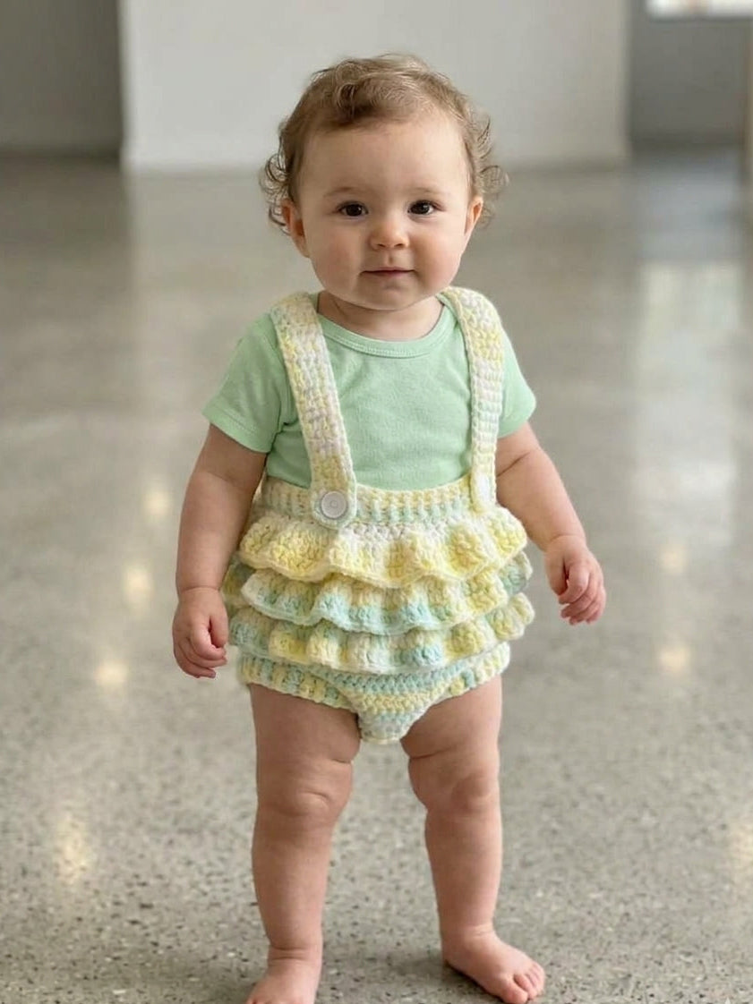 Handmade Pastel Ruffled Crochet Romper