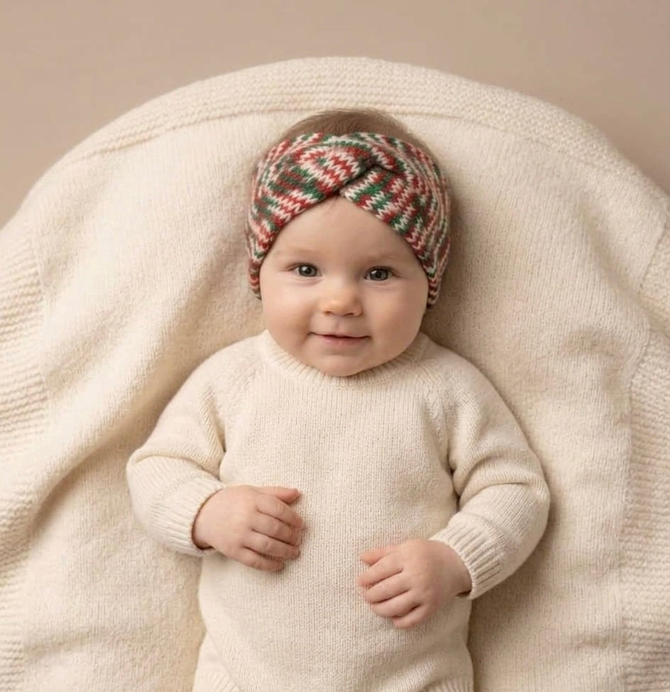 Chunky Knit Twisted Baby Headband - Festive Holiday Winter Ear Warmer