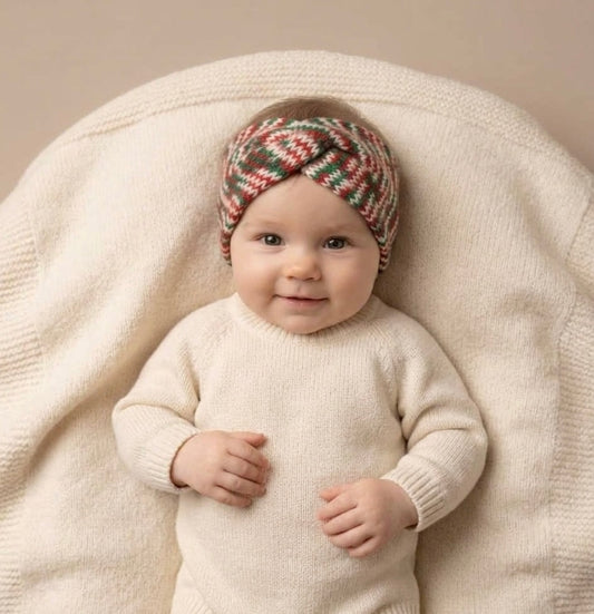 Chunky Knit Twisted Baby Headband - Festive Holiday Winter Ear Warmer