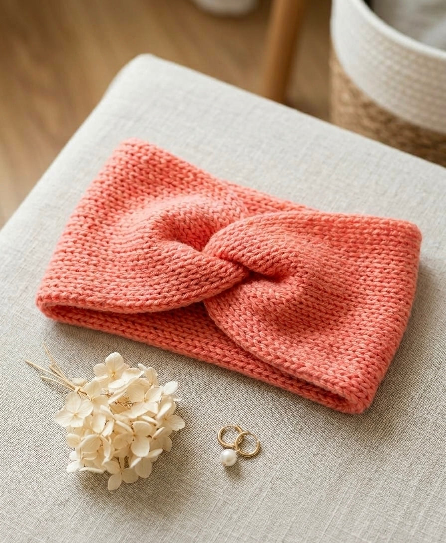 The Peach Twist – Premium Knit Winter Headband