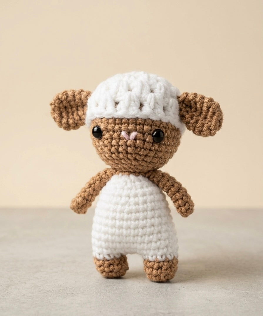 Handmade Crochet Lamb Plush Toy – Adorable Amigurumi Sheep Baby Shower Gift