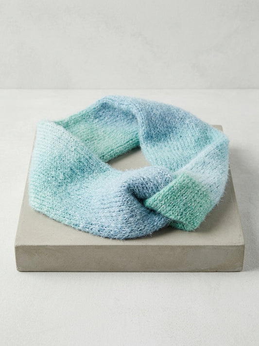 Hand-Knit Ombré Twisted Infinity Scarf – Mint & Seafoam Blue