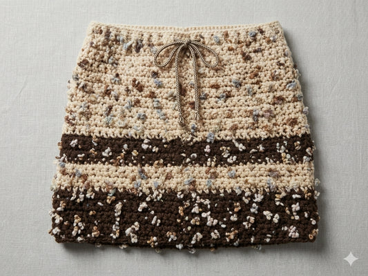 Coordinated Textures Speckled Crochet Mini Skirt - Espresso & Cream