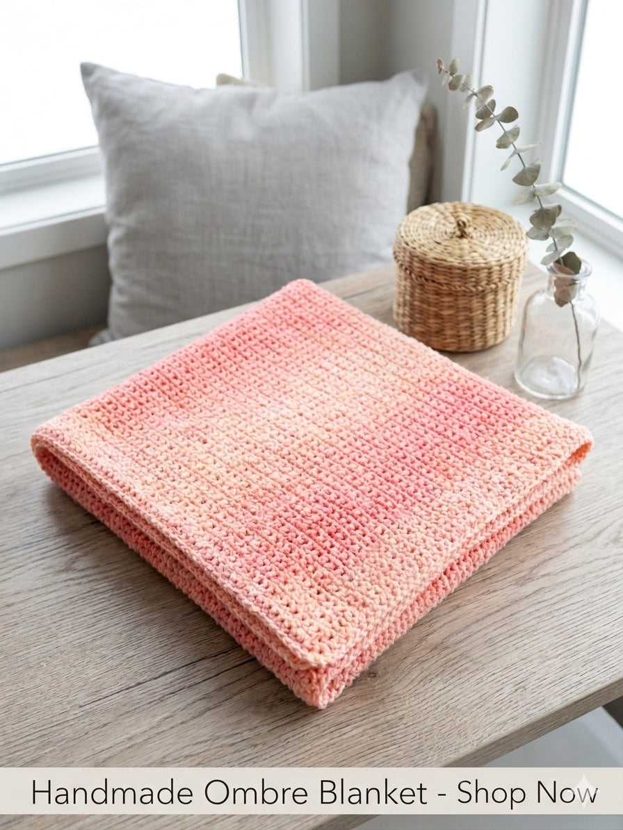 Crochet Baby Crib Blanket – Soft Peach & Speckled Design – 40”x 50” Nursery Blanket