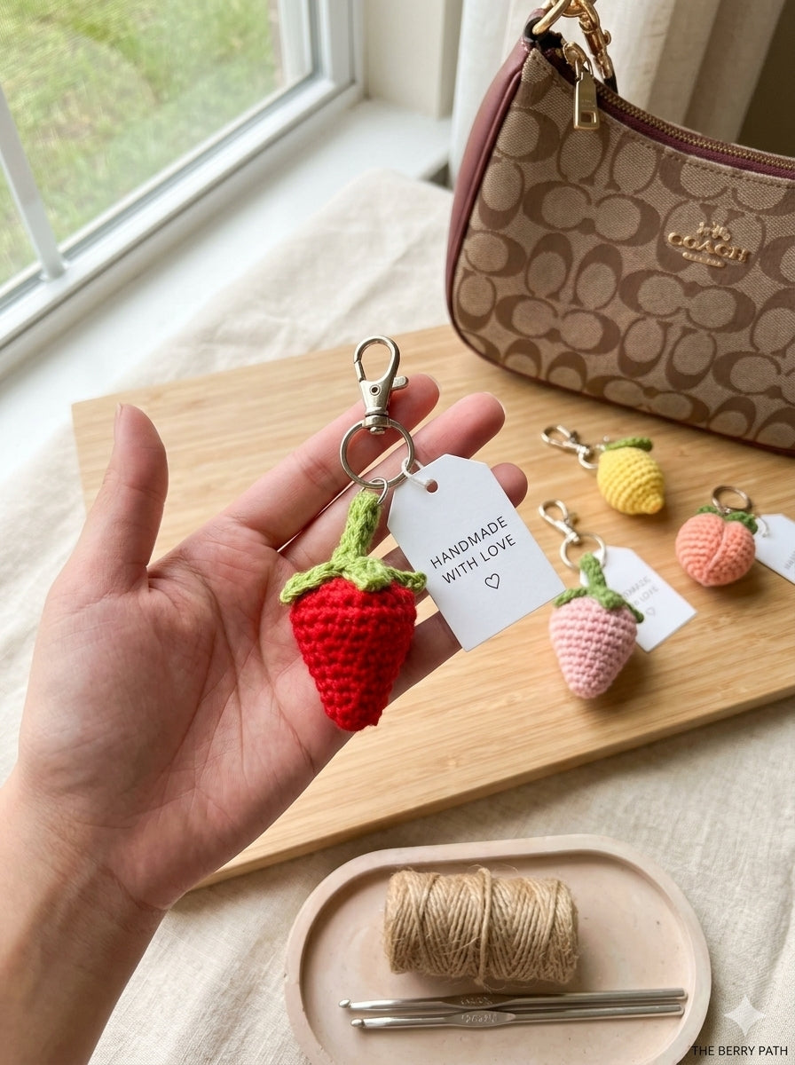 Handmade Fruit Purse Charm and Key Ring