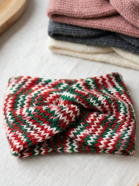 Women's Winter Knit Headband | Twisted Ear Warmer Headband | Festive Holiday Colors