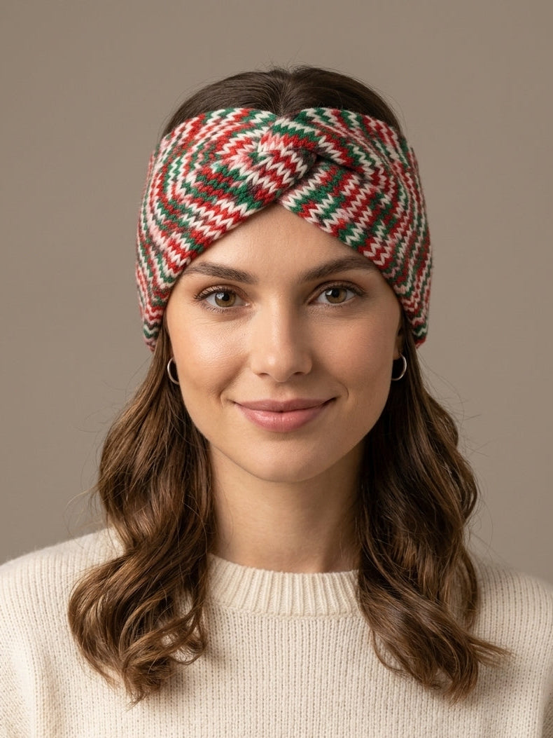 Women's Winter Knit Headband | Twisted Ear Warmer Headband | Festive Holiday Colors