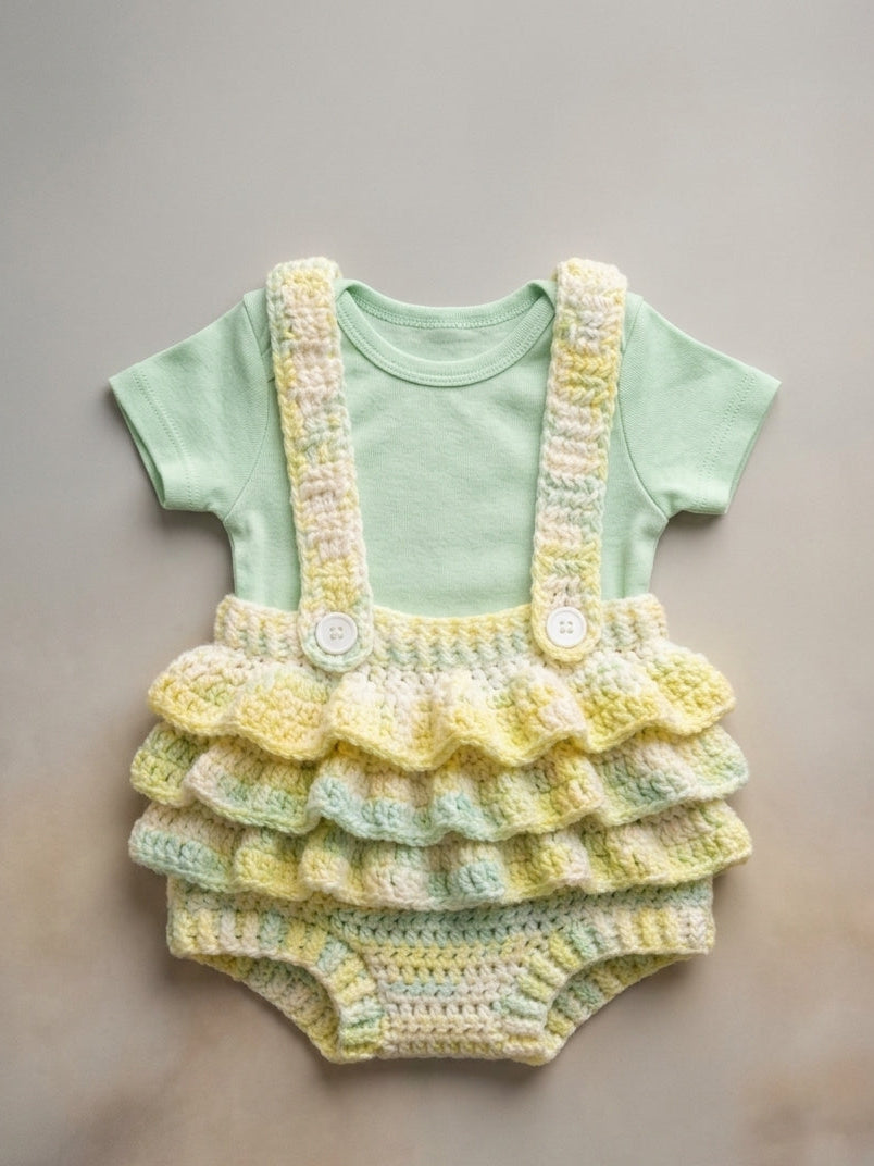 Handmade Pastel Ruffled Crochet Romper